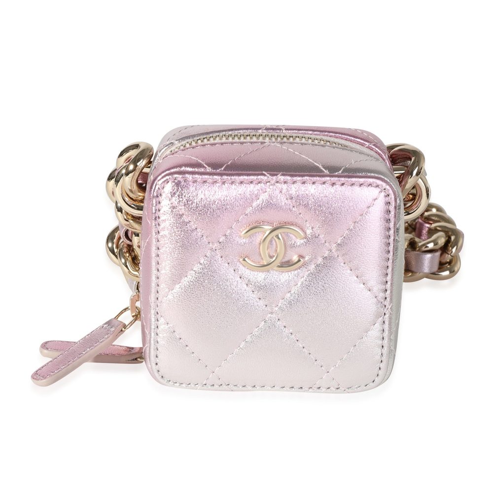 Chanel Metallic Lambskin Quilted Coco Punk Clutch With Chain